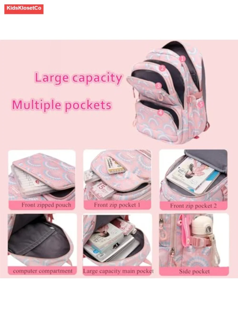 Rolling Backpack for Kids with Wheels, Nylon, Elementary School Trolley Bag